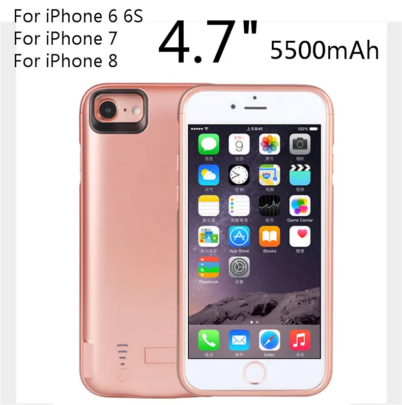 Чехол для аккумулятора 8000 мА/ч для iPhone 6, 6 S, 7, 8 Plus, запасной внешний аккумулятор, чехол для зарядки iPhone X, 5000 мА/ч, чехол для зарядного устройства - Цвет: i7 Rose