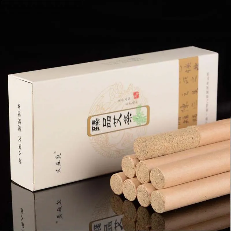 

Genuine natural high purity 10: 1 Ten Year old gold Moxa roll pure artemisia moxa stick moxibustion 18x200mm 10 units the top