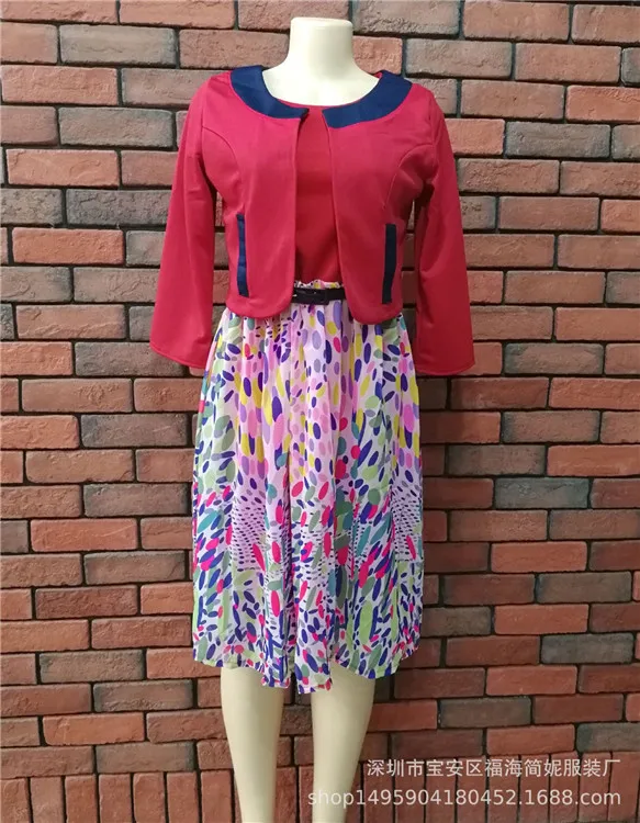 Красный Новое модное Африканское шифоновое платье с принтом с пальто - Цвет: Красный
