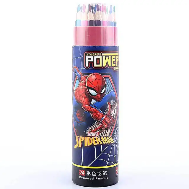 Nette Sophia Spiderman Farbe Bleistift 12 24 36 48 Stucke Barrel Disney Kinder Malerei Lieferungen Interessant Farbe Bleistift Set Colored Pencils Aliexpress
