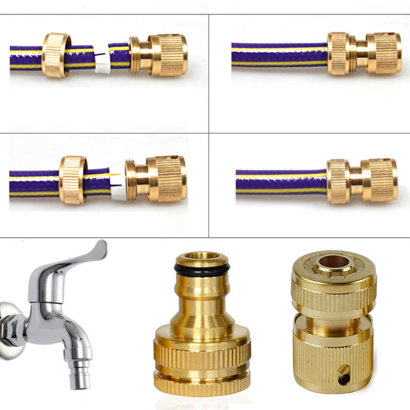 

16mm Water Pipe Connector Threaded Brass Hose Joint Garden Spray Nozzle Adaptor 10 Lock Types Splice Pure Copper Gardening Tool