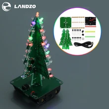 Three-Dimensional 3D Christmas Tree LED DIY Kit Red/Green/Yellow LED Flash Circuit Parts Electronic Glitter Christmas Tree