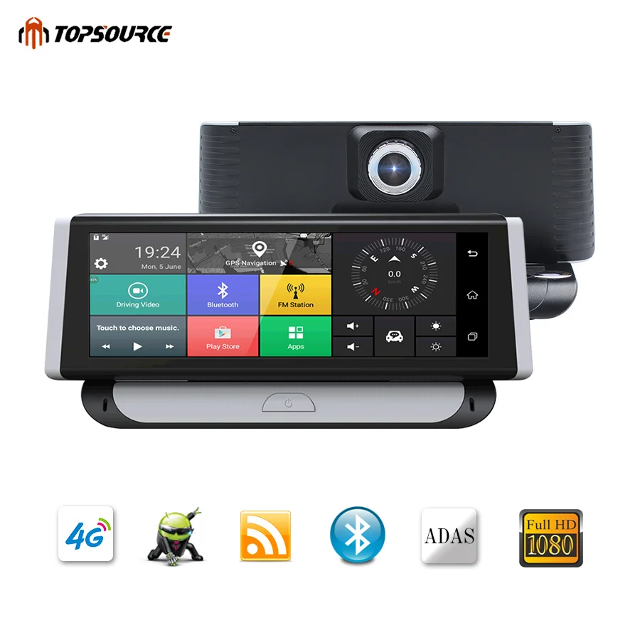 TOPSOURCE DVR Автомобильная GPS камера 7 84 &quot4G ADAS навигация HD 1080P Android 5 1 видеорегистратор