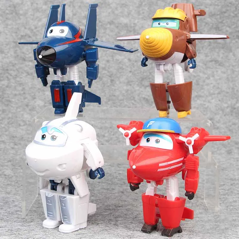 

4pcs/lot 14-17cm Super Wings 3 Big Planes Model Transformation robot Deformation Airplane toys for kids birthday gifts Toys