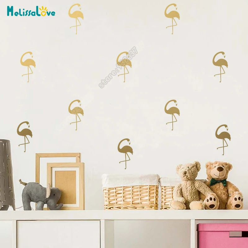 36 قطعة/المجموعة فلامنغو فلامنغو الطيور قناع الفينيل الجدار ملصق ل غرفة الحضانة الاستوائية الشارات ديكور الشارات نوم SK022