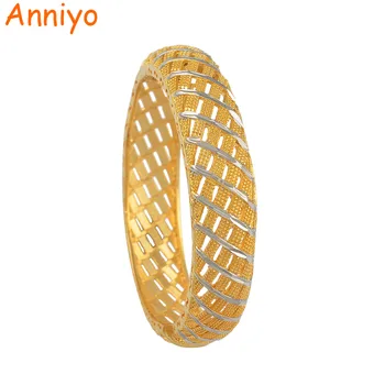 

Anniyo 6cm/2.36inch Ethiopian Mixed Two Tone Bangle for Women Dubai Wedding Dowry Bracelet African Bonzer Jewelry New #073006