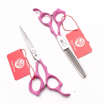

Z1024 6" 440C Purple Dragon Pink Elastic Handle Haircut Set Hairdressing Supplies Thinning Shears Cutting Scissors Hair Scissors