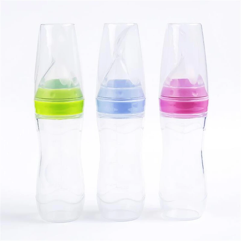 

Newborn Baby Squeezing Feeding Bottle Silicone Training Rice Spoon Infant Cereal Food Supplement Feeder Safe Tableware Tools