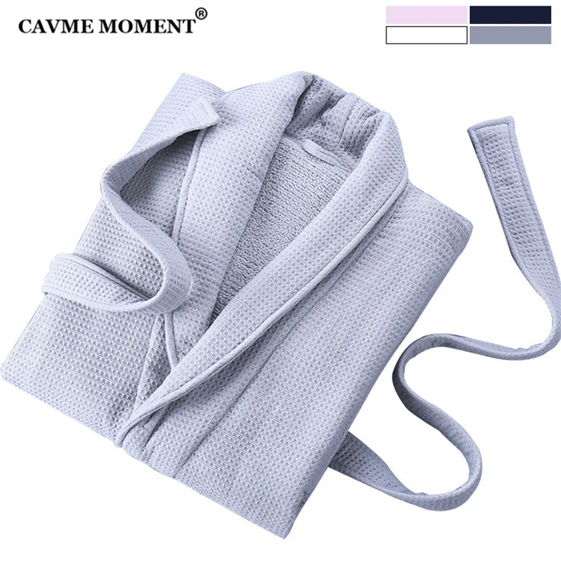 

CAVME 2019 Winter Terry Waffle Kimono Robe Men Homme PLUS SIZE Long Bathrobe Thicken Turn-down Collar Unisex Sleepwear CUSTOM