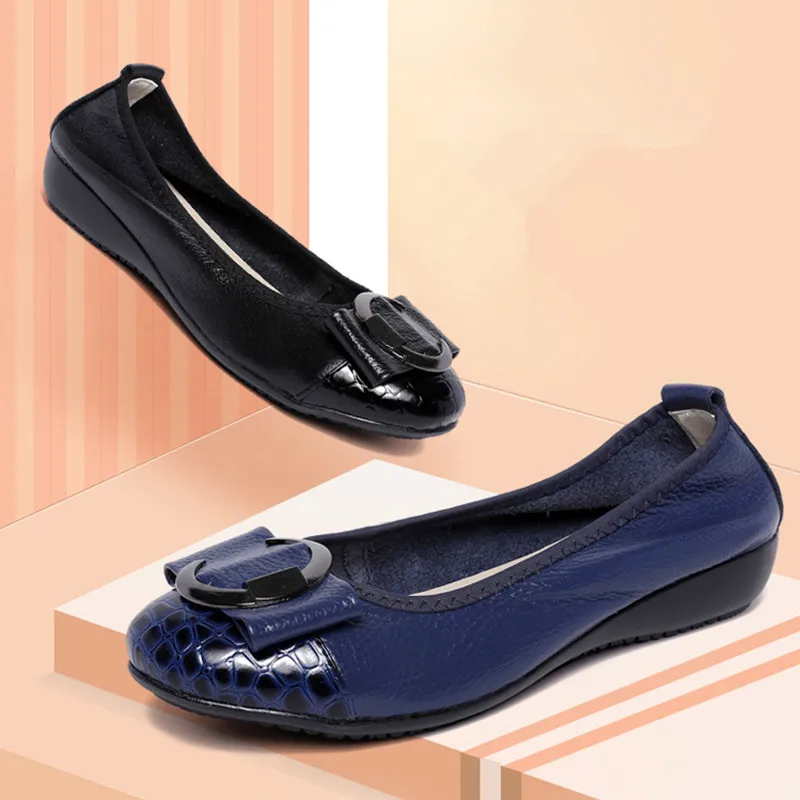 

AARDIMI Hot Sell Spring Ballet Flats Women Genuine Leather Flat Shoes Casual Shallow Slip On Classic Boat Shoes Women Mocassin