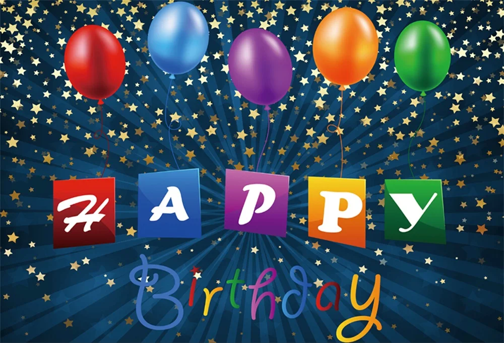 

Laeacco Balloons Celebration Baby Birthday Star Stripes Photo Backgrounds Customized Photographic Backdrops For Photo Studio