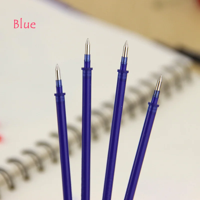2 шт волшебная стираемая ручка, заправка 0,5 мм, синие, черные, красные чернила, гелевая ручка, Заправка для письма, канцелярские принадлежности для офиса, школы - Цвет: Blue