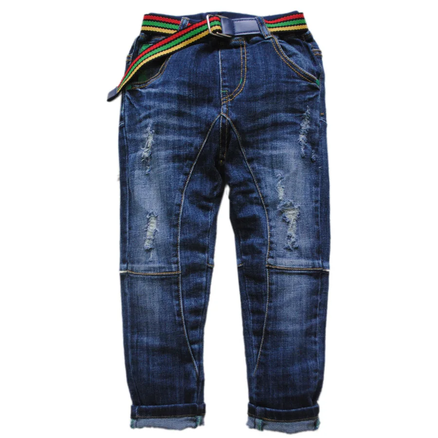 6003 kids jeans boys denim pants hole children's clothing navy blue