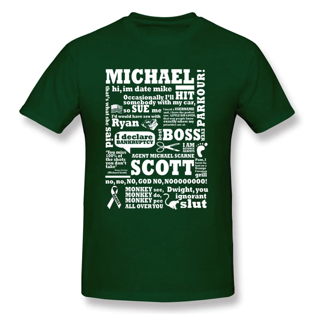 Офисная Футболка мужская Майкл Скотт Женская футболка dander Mifflin inc. Компания ТВ шоу Майкл Скотт Космос Футболка X футболки с надписями - Цвет: Dark Green
