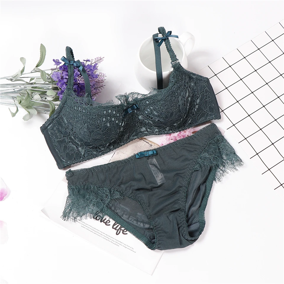

lingerie push up completi intimo donna lace intimates transparent underwear women set Cup AB conjunto lenceria