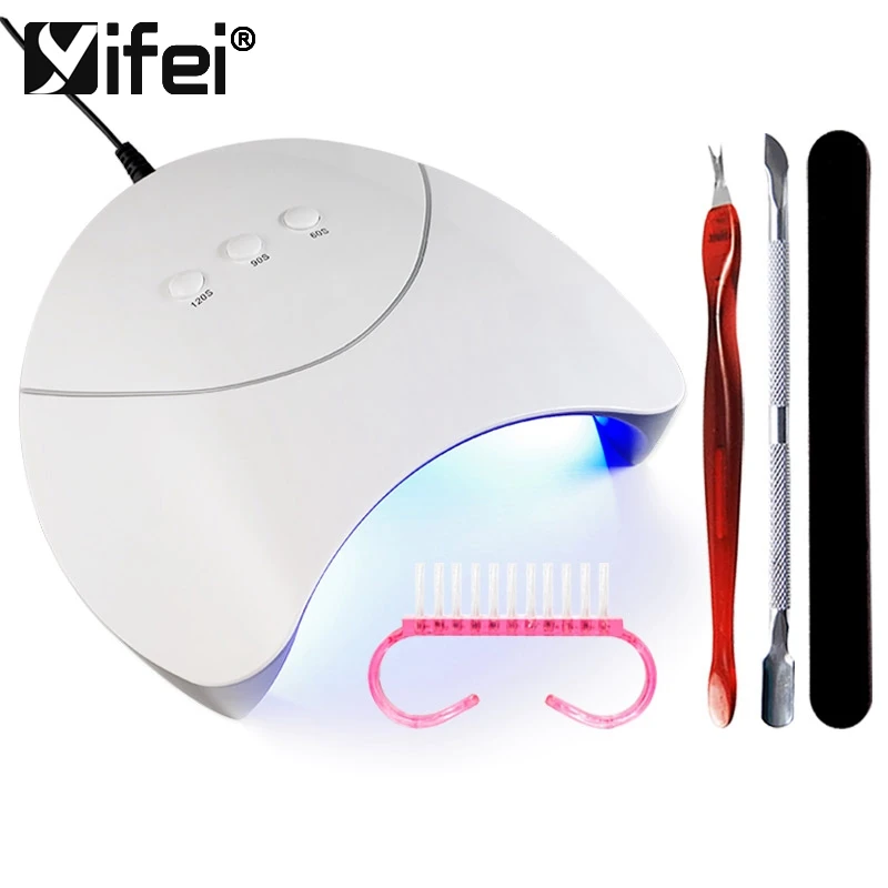 

YIFEI Nail Tools Manicure Set With Stainless Steel Fork Pusher 6w/36w UV LED Lamp For Curing Nail Lacquer Nail Art Tools Set Kit