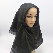 2019 Fashion Gold Shimmer Glitter Hijab Scarf Women Tassel Fringed Long Wrap Shawls Black Red Black Ladies Scarves 90*200cm