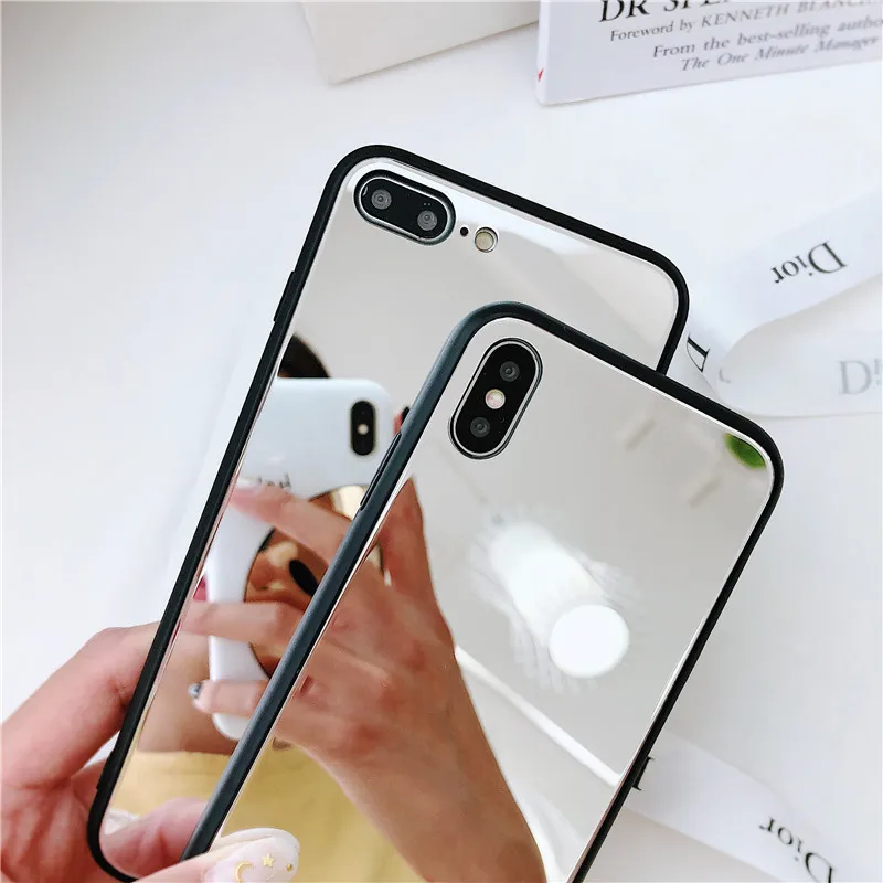 Черный зеркальный чехол для телефона для iPhone11 Pro Max X XS MAX XR Мягкий ТПУ защитный чехол для iPhone 6S 7 8 PLUS роскошный чехол с зеркалом