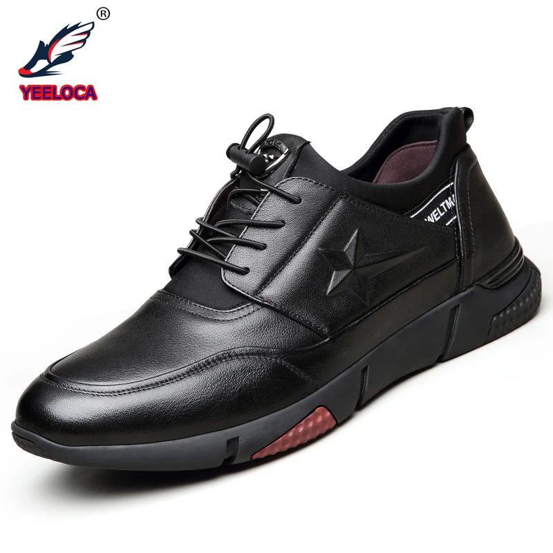 

Genuine Leather Shoes Men's Fashion Casual Footwear Lace-up Thick Sole Soft Comfortable Cowhide Driving Light Weight Work Shoes