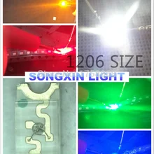 1206SMD светодиодный 3,2x1,6x0,8 мм(1000 шт./лот) 3216 SMD светодиодный комплект красный/желтый/синий/зеленый/белый 5 цветов по 200 шт., пять цветов R/Y/B/G/W