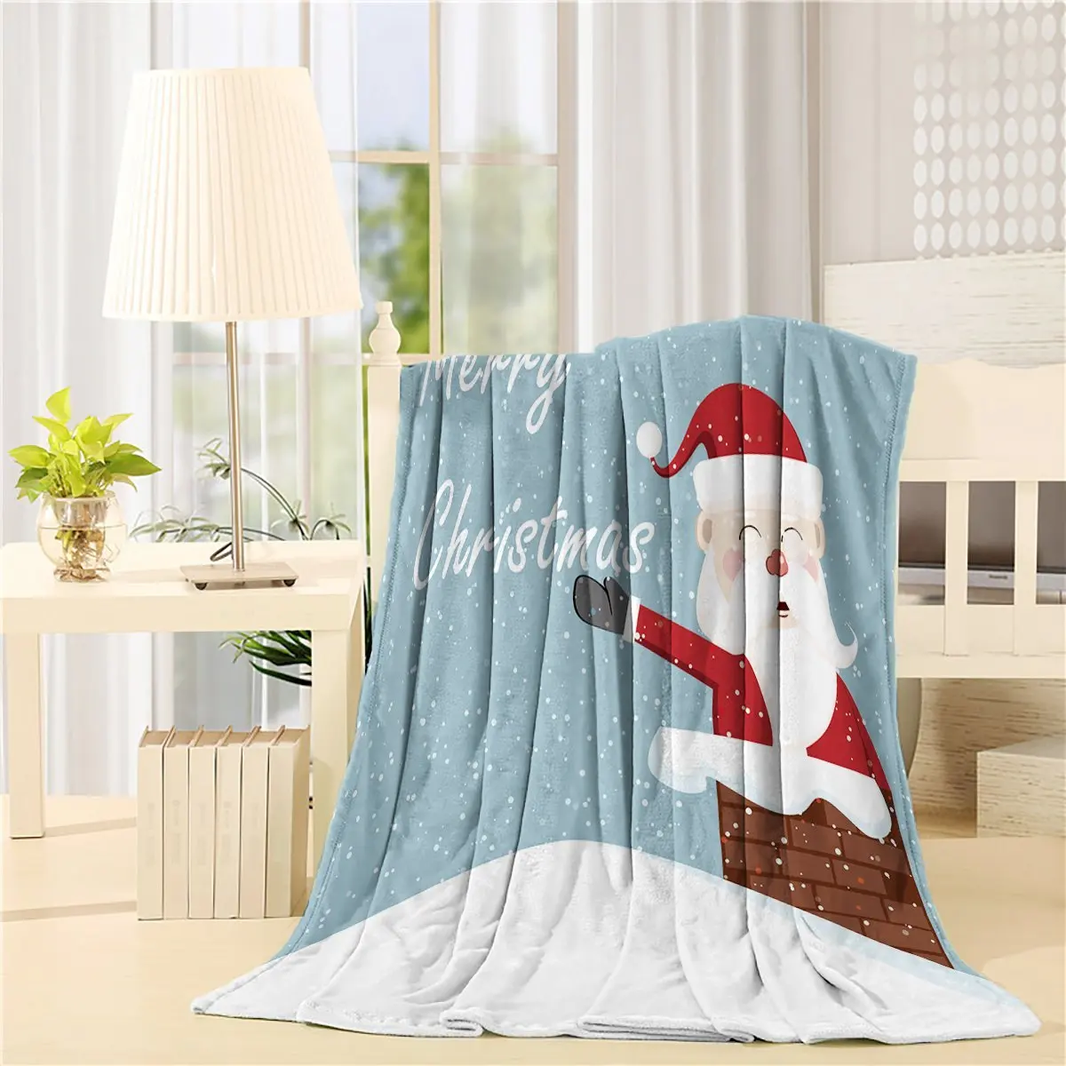 Modern Home Merry Christmas Smiling Santa Claus Art Prints Fleece