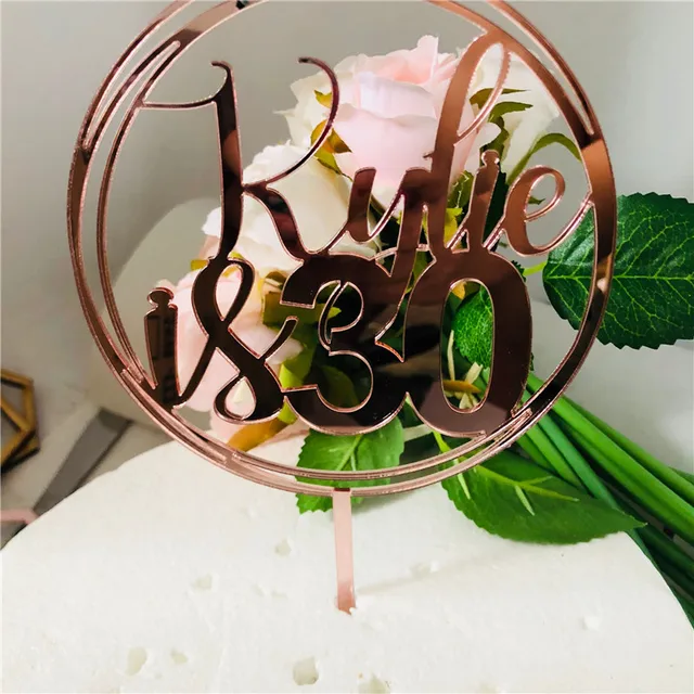 Personalised Birthday Cake Topper Acrylic Rose Gold Custom Personalised Birthday Cake Topper Acrylic Rose Gold Custom