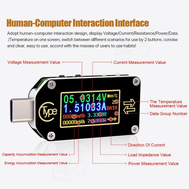 Тип-C PD триггер USB-C Вольтметр Амперметр Напряжение 2 Way измеритель величины тока мультиметр PD Зарядное устройство Батарея USB Тестер