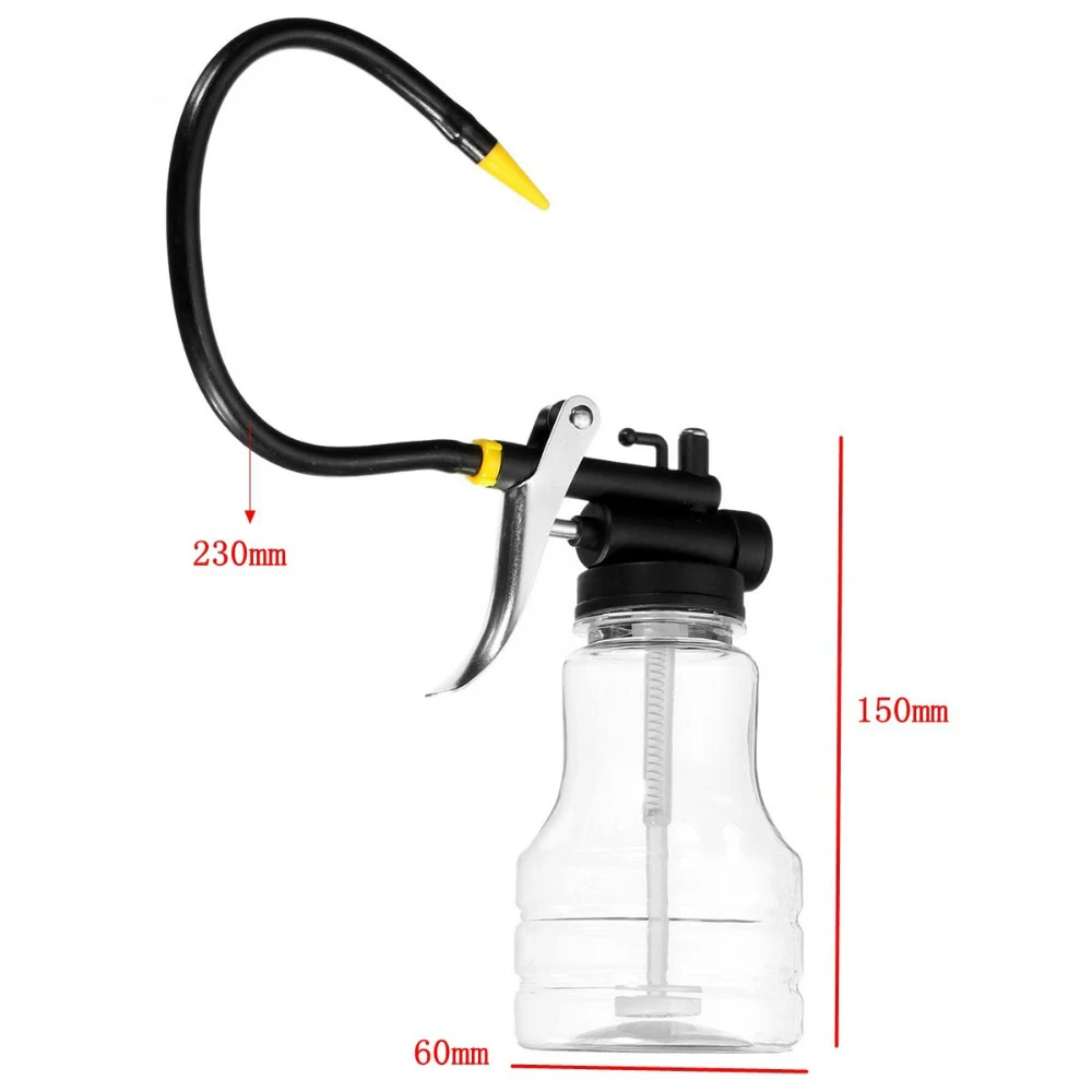 New-250cc-Transparent-High-Pressure-Pump-Oiler-Lubrication-Oil-Can-Plastic-Machine-Oiler-Grease-245mm-Length