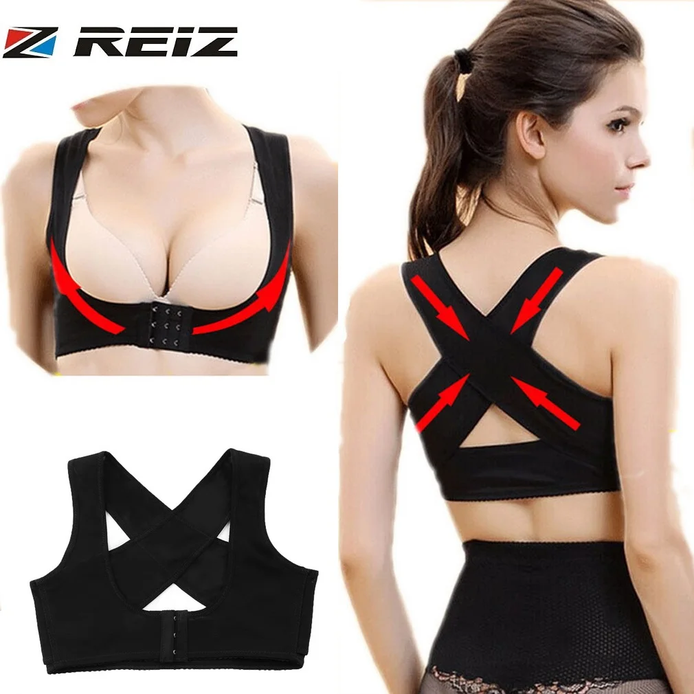 

REIZ Adjustable Elastic Back Women Belt Support Posture Corrector Brace Support Posture Shoulder Corrector Push up Health Care