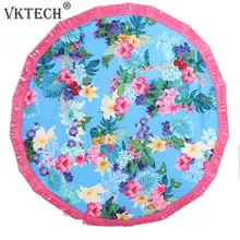 Пляжные банные полотенца с цветочным принтом, круглое одеяло с кисточками, коврик для йоги, палантин