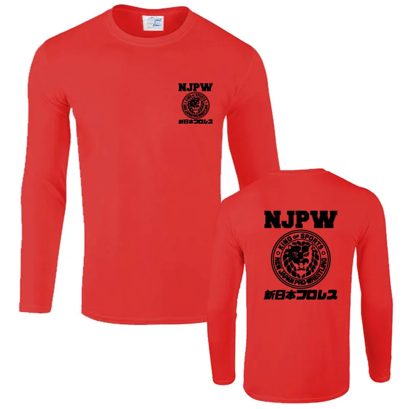 Модные Njpw мастурбатор для мужчин! Профессиональный РЕСЛИНГ Puroresu логотип со львом футболки Для мужчин хлопковая футболка с длинным рукавом в стиле «хип футболка хип-хоп Харадзюку уличная одежда