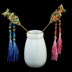 Старинные шпильки для принцессы голова для косплея одежда Феи косплей история волос цветок с кисточкой династии Хань женщин
