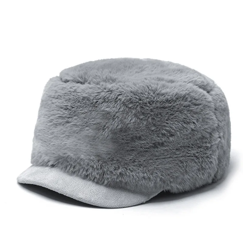 [AETRENDS] зимняя шапка s, 4 однотонных цвета, искусственный мех, военная шапка, женская модная плоская шапка, армейский слюнявчик, военные шапки, Z-6703 - Цвет: Gray