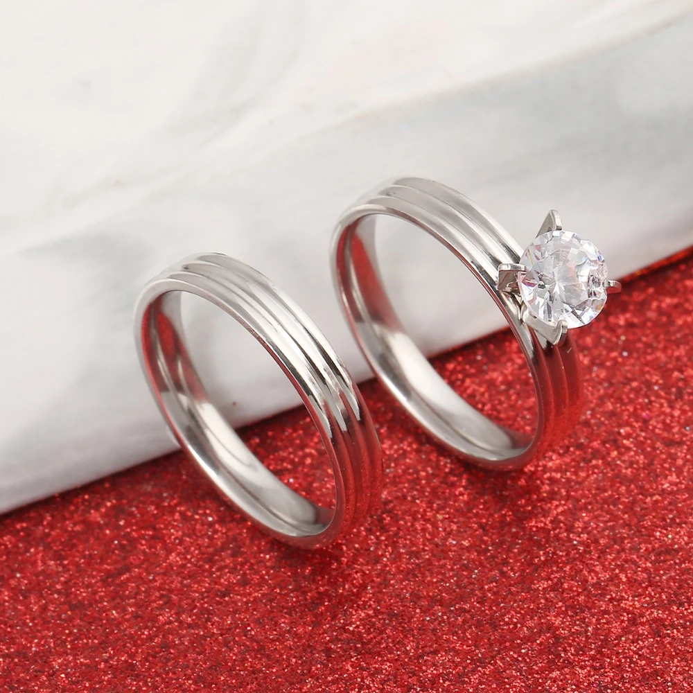 Stainless Steel 2 Pcs Ring Set African 