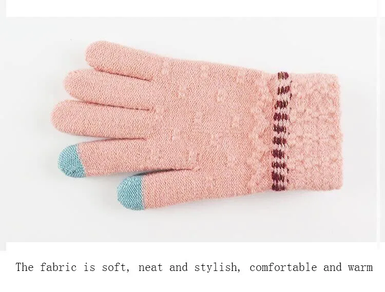 Новинка, вязаные перчатки для девочек и женщин, женские зимние теплые перчатки, перчатки для смартфона, подарок на день рождения для девочек