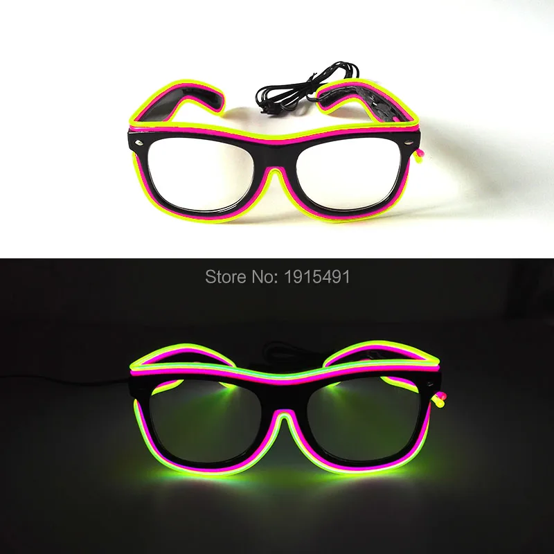 Two Color Mixed DC 3V Sound Activated EL wire Sunglasses