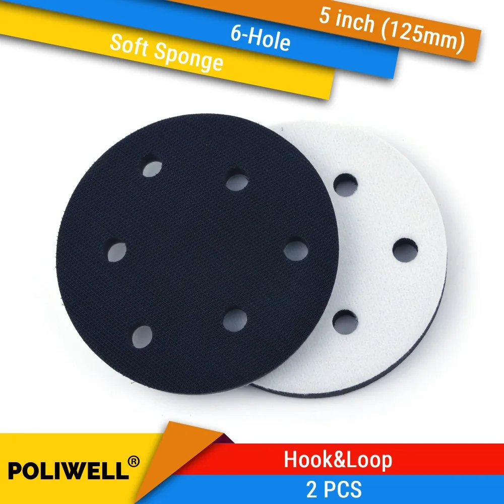 5/" 6-Hole Soft Sponge Interface Pad For Hook/&Loop Backing Pad Polishing Sanding