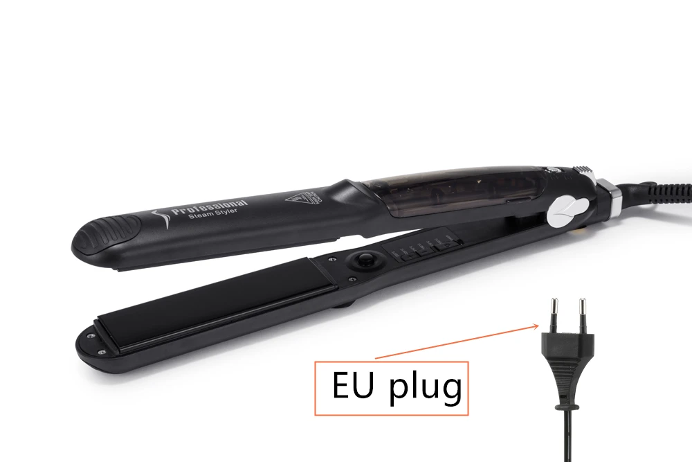 EU plug Керамический паровой выпрямитель для волос бигуди паровой шов выпрямление Утюг для волос инструмент для укладки профессиональный выпрямитель - Цвет: EU plug