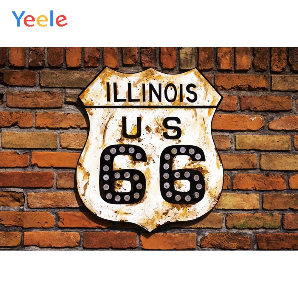 

Yeele Illinois USA Route 66 Road Brown Brick Wall Retro Party Photography Backgrounds Photographic Backdrops For Photo Studio