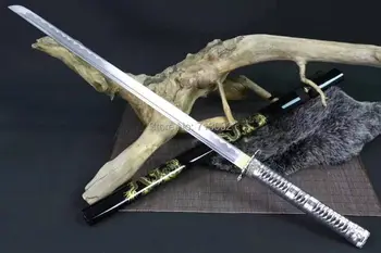 

Handmade Japanese Samurai Katana Folded Damascus Steel Blade Sword Sharp 1060 Carbon Steel Blade Full Tang Can be Cut Bamboo