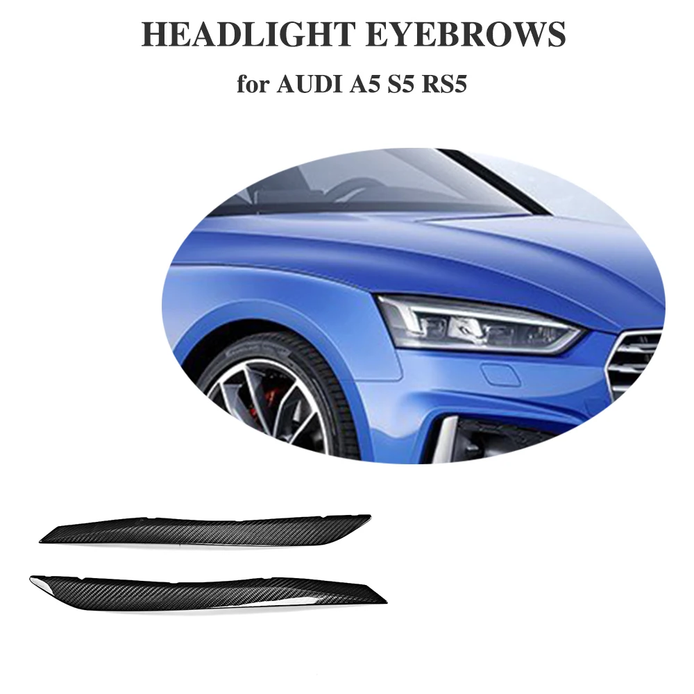 

Dry Carbon Fiber Headlight Eyelids Eyebrows Sticker Decoration Trim for AUDI A5 S5 RS5 2017 2018