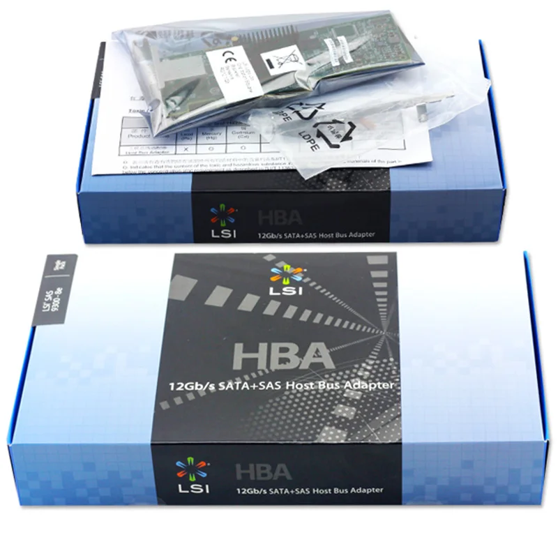 Broadcom/LSI 9300-8E LSI00343 SFF8644* 2 PCIe3.0 X8 12 ГБ/сек. SAS и надписью «HBA»