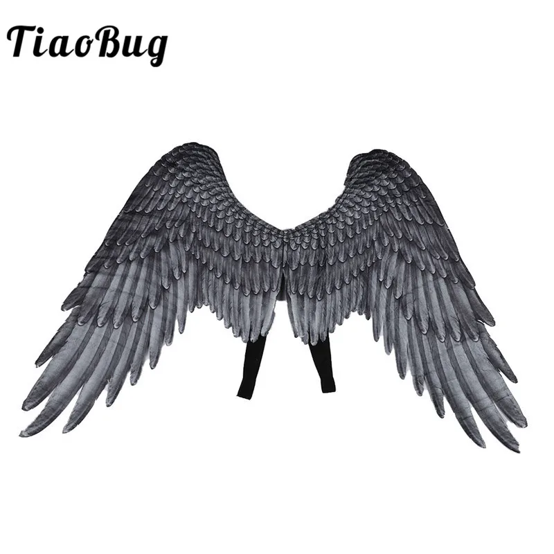 

TiaoBug Unisex Kids Girls Feather Printed Angel Wings Dress Up Mardi Gras Halloween Cosplay Party Masquerade Costume Accessories