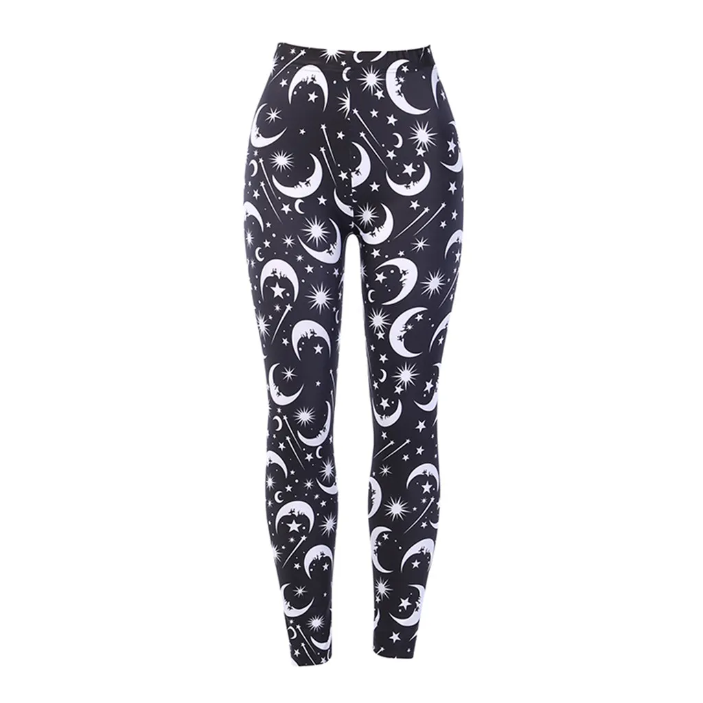 Готические женские леггинсы в стиле панк с принтом звезды и Луны, леггинсы с высокой талией, эластичные узкие брюки, уличная одежда с эффектом пуш-ап, сексуальные готические штаны, леггинсы