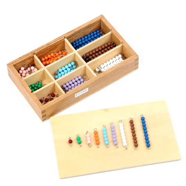 9 Farben Montessori Mathematik Perlen Numers Lehre Spielzeug 22*15*4 CM