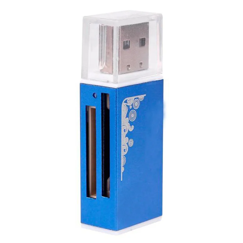 Мини Синий Card Reader USB 2.0 двойной все-в-одном чтения карт памяти Memory Stick для Micro SD M2 TF SDHC MS
