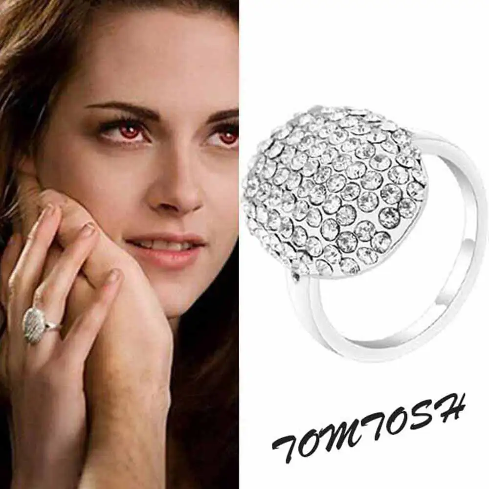 FAMSHIN New Popular Film Twilight Bella Engagement Rings With Full Crystal Fashion Sparkling Silver Rings For Women Wedding
