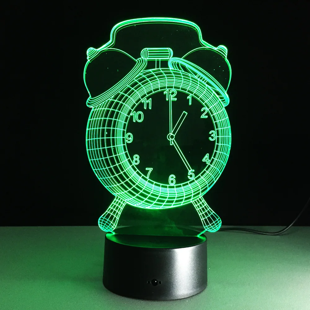 

3D Led Night Light Novelty Alarm Clock 2019 New 7 Color Changeable USB Desk Light Touch Switch Table Lamp Luminaria Home Decor