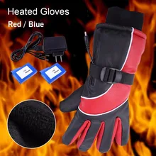 7,4 В теплые перчатки Перезаряжаемые электрические нагревательные перчатки с 2x2600 mAh Батарея пальцы и руку назад уличная зимняя спортивные лыжные перчатки