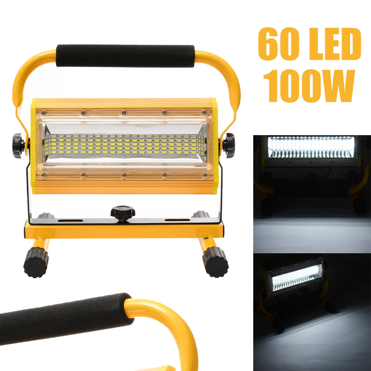 

Adjustable 100W 60 LED Portable Rechargeable Flood Light Spot Work Outdoor Safety Warning Camping Lamp